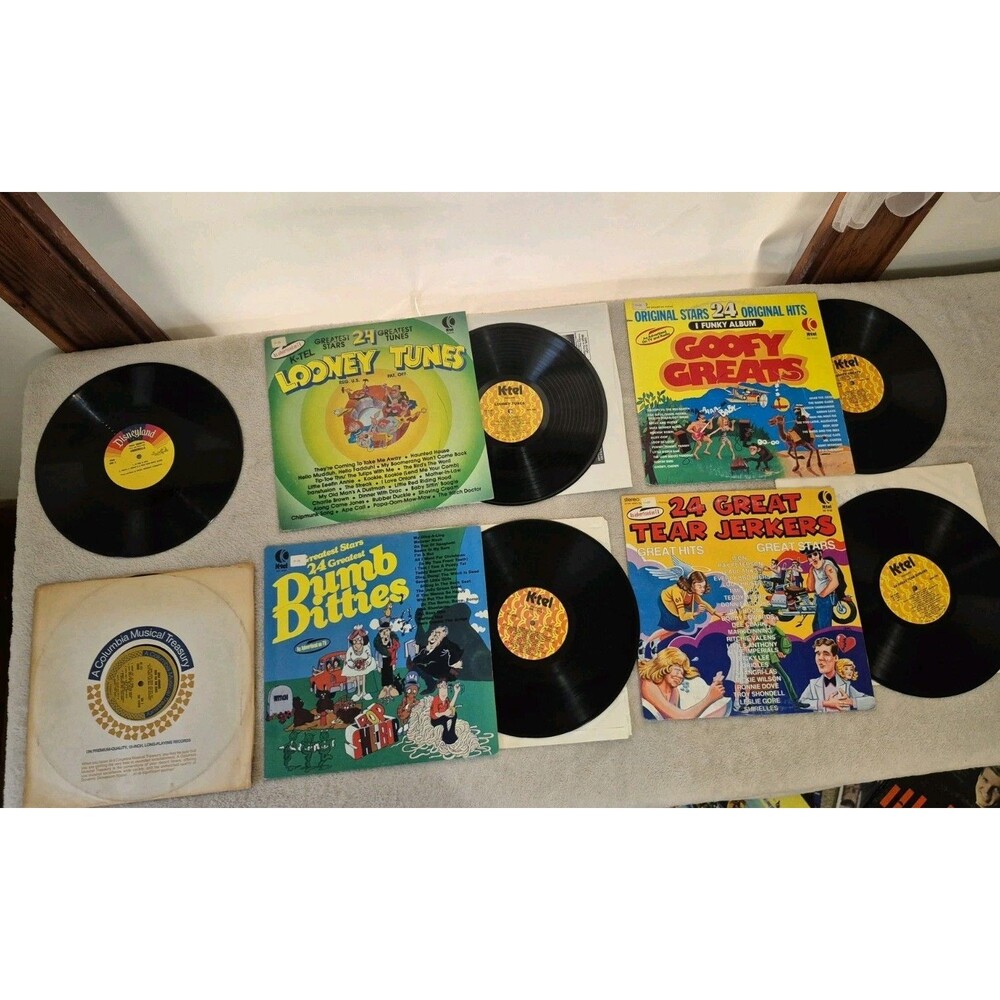 Vintage K-Tel Novelty Comedy Vinyl Record Lot Looney Tunes Dumb Ditties Goofy...